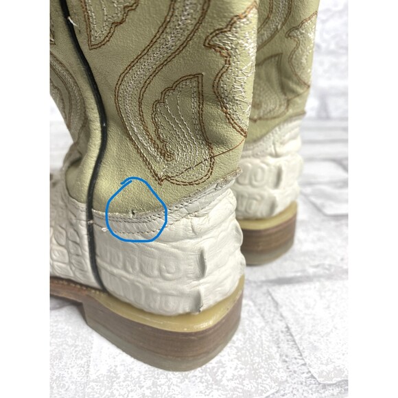 El General Western Kids Leather Cream Western Cowboy Style Boots Sz 18 (12) - Picture 8 of 9